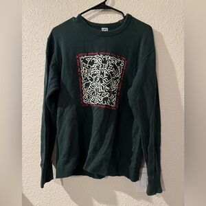 Uniqlo x Keith Haring Men's Dark Green Graphic Crewneck Sweater